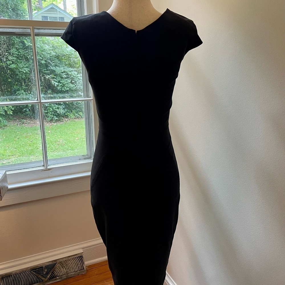 H&M Elegant Black Cap Sleeve Pencil Dress Size 4 - Picture 4 of 8